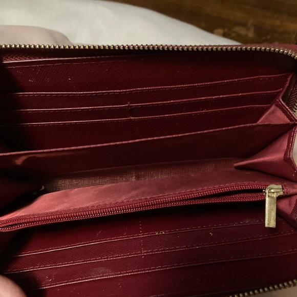 Samantha brown wallet with strap. 8x4. Dark Red. - Picture 7 of 9